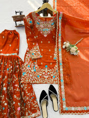 Beautiful Party-wear Thread With Sequence Work Suit