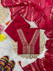Beautiful Vatican Silk  Embroidery With Sequence Work Dress