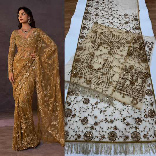 Bollywood Blockbuster Party-wear Butterfly Net Embroidery Thread Work Saree