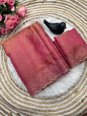 Beautiful Fandy Satin Weaving Zari Pattern Saree