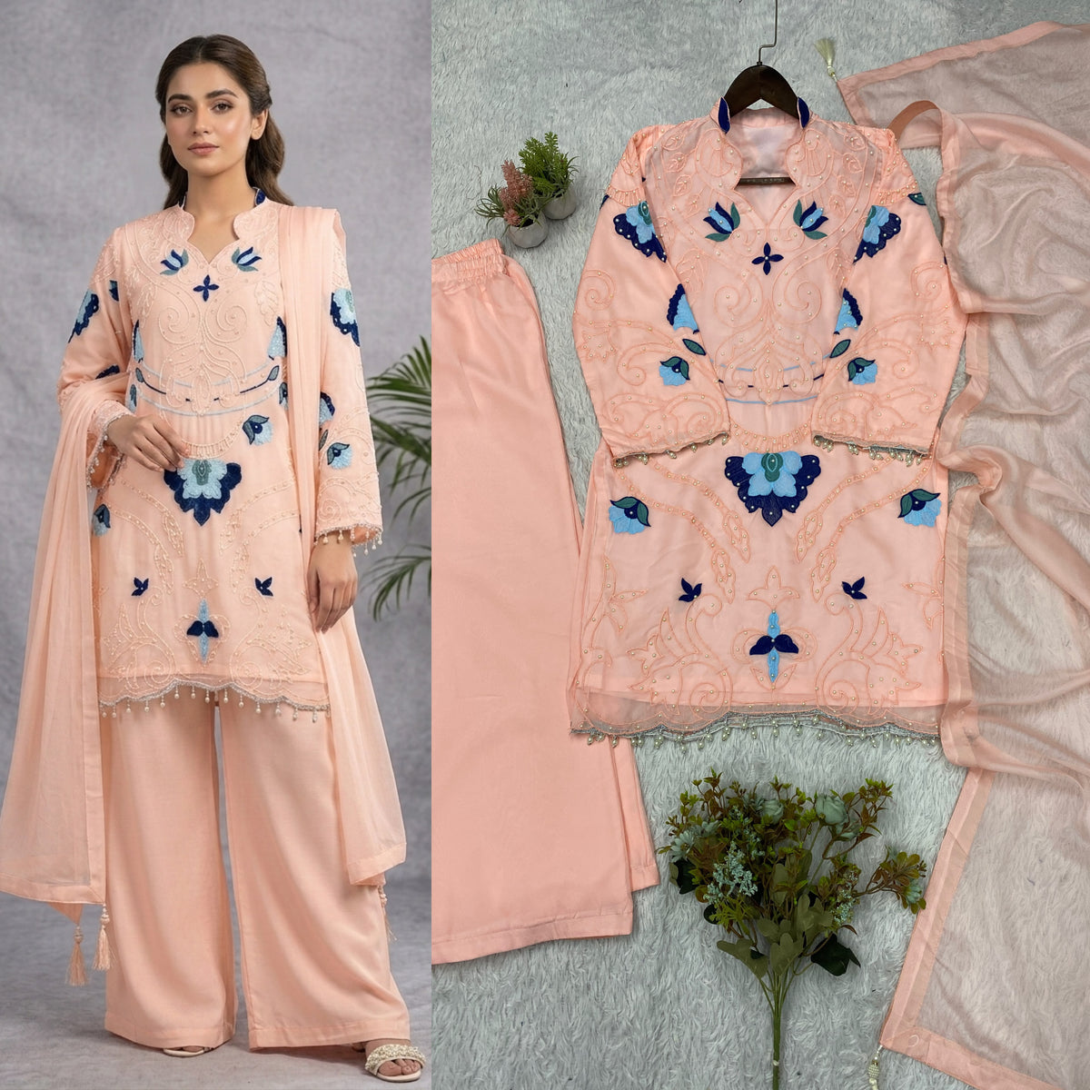 Wedding Special Soft Organza Embroidery Work Suit