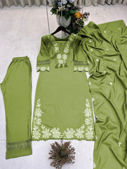 Beautiful Designer Rayon Cotton Embroidery Work Dress