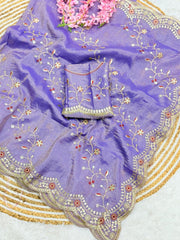 Party-wear Soft Light Weight Gold Crush Gotapatti Work Saree