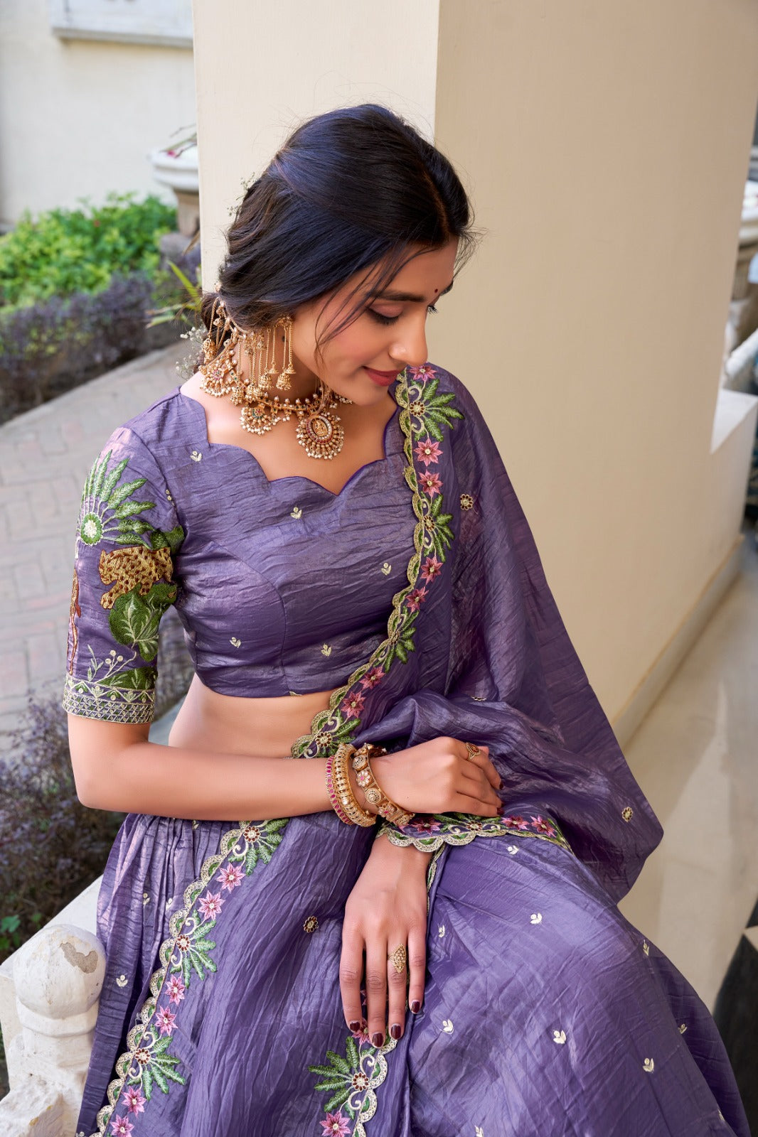 Beautiful Gold Crush Sequence & Embroidery Wedding Collection Lehenga Choli