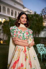 Beautiful Stylish Floral Printed Georgette Lehenga Choli