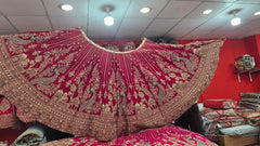 Beads Handwork Rani Hot Pink, Maroon Cherry Red, Rust Orange Latest Bridal Lehenga
