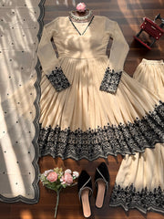 Beautiful Georgette Embroidery Thread Detailing Dress