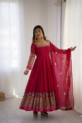Festival Special Georgette Multi Thread Embroidery & Sequence Work Gown