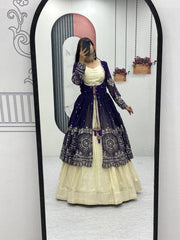 Festive Special Indo Western Simar Cosmoss Lehenga Choli With Shrug