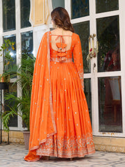 Party-wear American Silk Thread With Sequence Work Gown