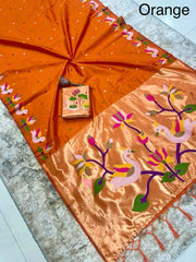 Beautiful khadi Raw Silk Minakari Weaving Border Work Saree