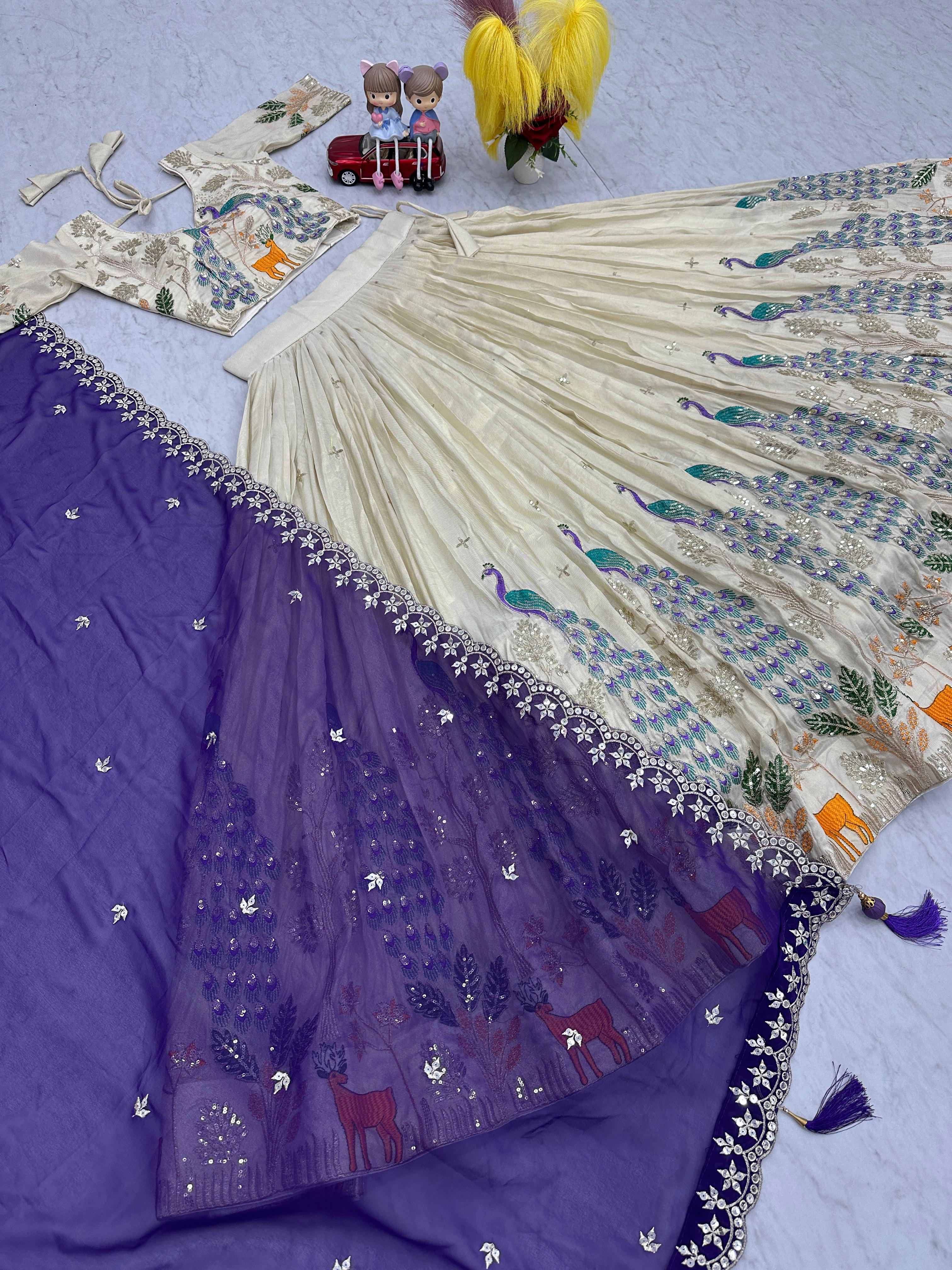 Beautiful Pure Tissue Silk Thread & Sequence Work Lehenga Choli