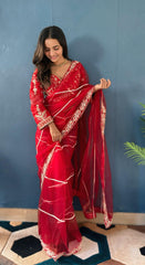Perfect Party-wear Net With Embroidery Designer Work Saree