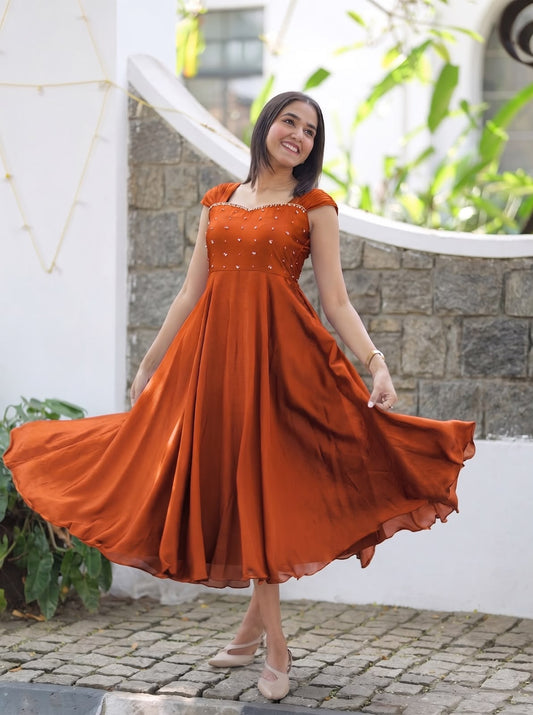 Festival Special Maggam Work Rangoli Silk Gown