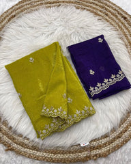 Party-wear Pure Soft Crunchy Handwork Saree