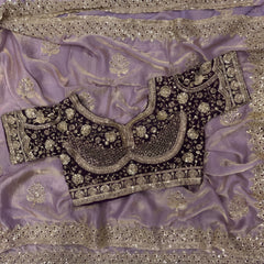 Designer Fendy Satin Embroidery Sequence Work Saree
