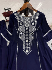 Stylish Charming Rayon Cotton Thread With Real Mirror Work Dress