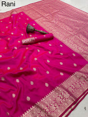Beautiful Banrasi Silk Original Gold Zari Designer Saree