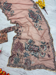 Beautiful Georgetta Digital Printed Handwork Sequence Work Saree