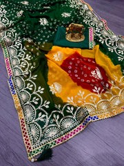 Beautiful Pure Georgette With Jaipur Bandhani Saree