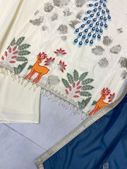 Beautiful French Crepe Embroidery Work Sharara