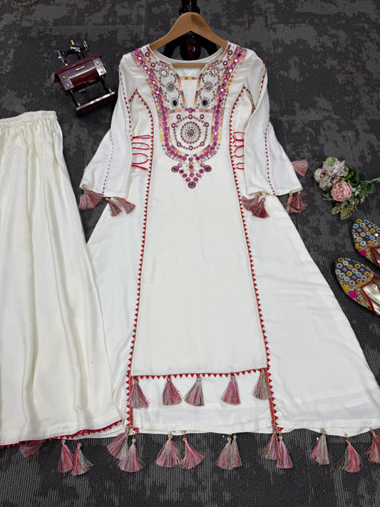 Beautiful Designer Stylish  Peplum & Bell Bottom Set