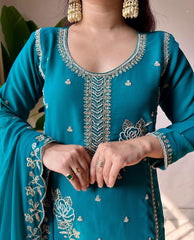 Party-wear Georgette Sequence Embroidery Work Gharara