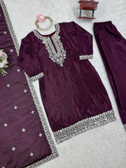 Beautiful Trending Chinon Silk Thread With Sequence Work Sharara