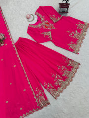 Party-wear Georgette Thread With Sequence Work Sharara Set