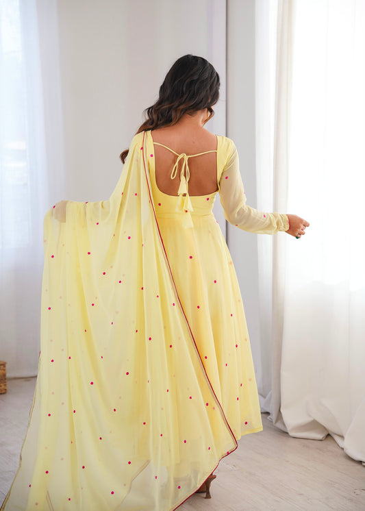 Sunshine Yellow Georgette Designer Anarkali Set