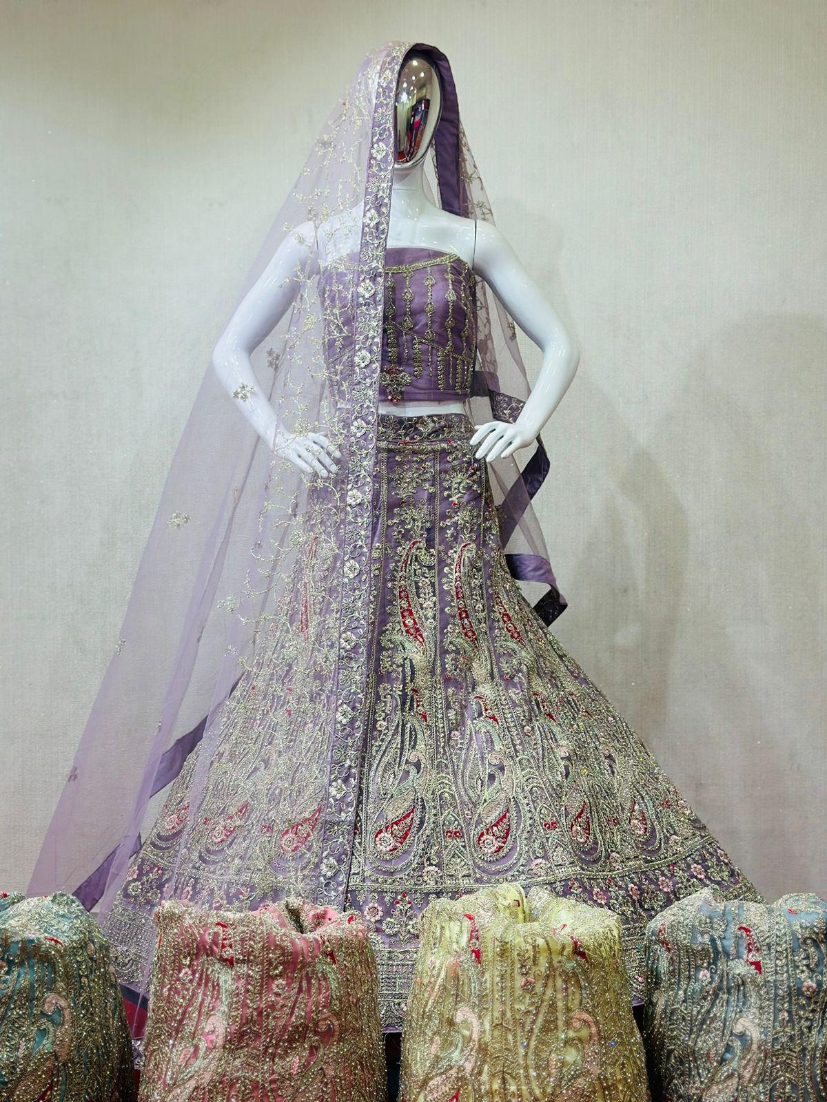Heavy Multi Work Zarkan Work Bridal Lehenga Choli