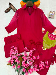 Beautiful Crunchy Silk Kurti Koti & Palazzo Set
