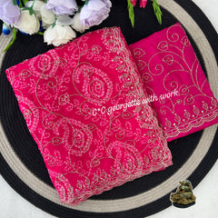 Beautiful Bandhini With Silver Zari & Sequence Work Saree