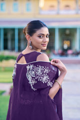 Stylish Indo Western Fedny Silk Bead Sequence & Thread Embroidery Work Lehenga With Koti