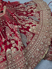Beads Handwork Rani Hot Pink, Maroon Cherry Red, Rust Orange Latest Bridal Lehenga