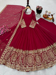 Beautiful Georgette Embroidery Sequence Work Gown