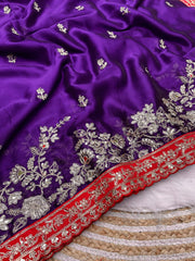 Bollywood Blooming Silk Mono Satin Embroidery Sequence & Coding Work Saree