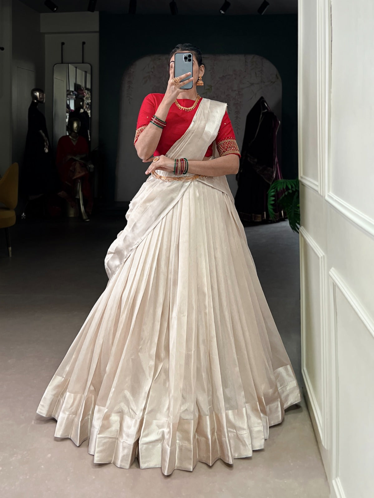South Indian Traditional  Pattu Lehenga Half Saree