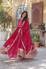 Party-wear Stunning  Blooming Georgette Sequence & Embroidery Work Gown
