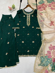 Party-wear Designer Chinon Silk Sequence Embroidery Work Suit
