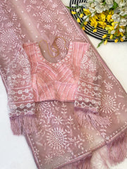 Bollywood Style Butterfly Net Embroidery Sequence Work Saree