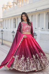 Festive Special Pure Chinon Silk Embroidery Sequence Work Lehenga Choli