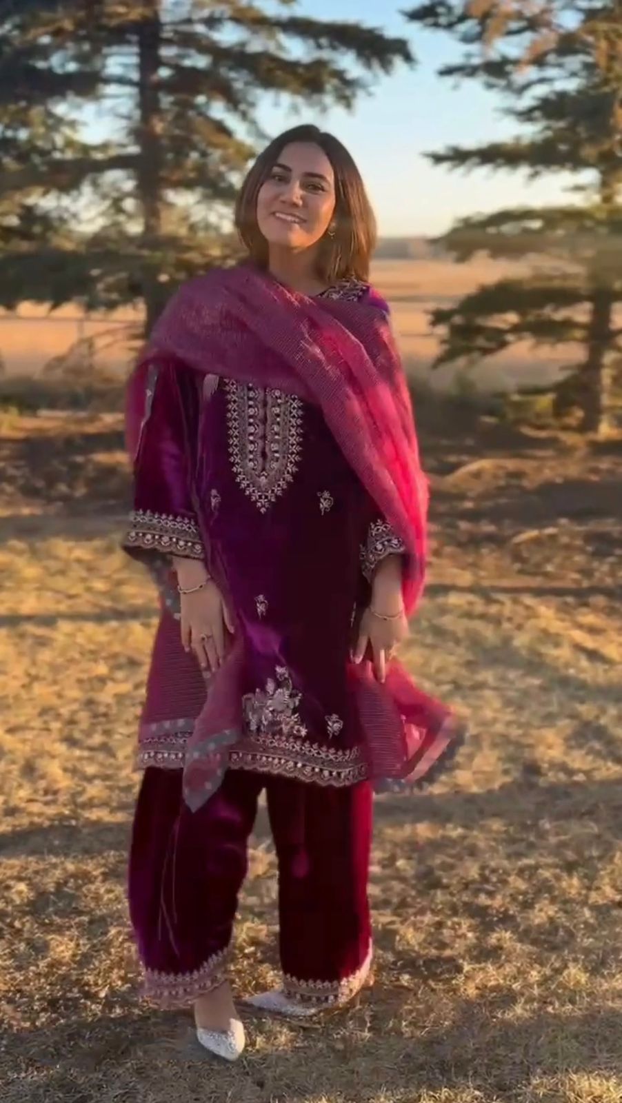 Winter Special Velvet Embroidery Work Suit