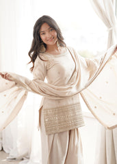 Beautiful Roman Silk Embroidery Sequence Zari Dori Work Sharara
