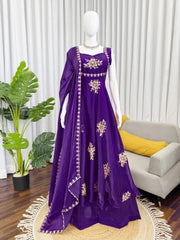 Elegant Fendy Silk Thread Sequence Work Gown