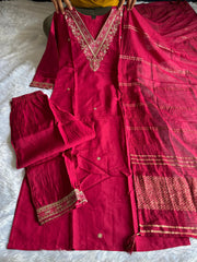 Beautiful Roman Silk With Embroidery & Sequence Work Dress
