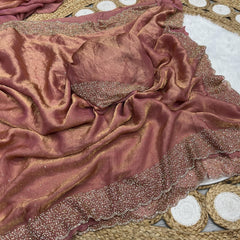 Beautiful Trending Space Silk Zarkhan Work Saree