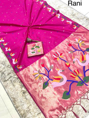 Beautiful khadi Raw Silk Minakari Weaving Border Work Saree