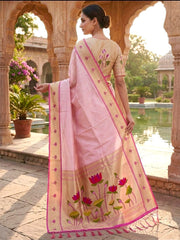 Beautiful Soft Zari Kanchivaram Tissue Paithani Silk Saree