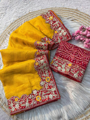 Beautiful Soft Kota Doriya Bandhej Coding Sequence Work Saree